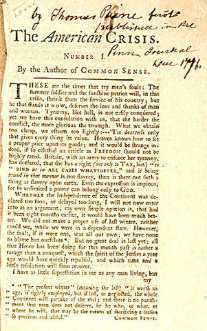 "The American Crisis" : https://cnx.org/contents/p7ovuIkl@3.37:y3UdIshM@3/The-Early-Years-of-the-Revolut