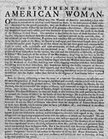 Esther DeBerdt Reed, "The Sentiments of an American Women" (1780).