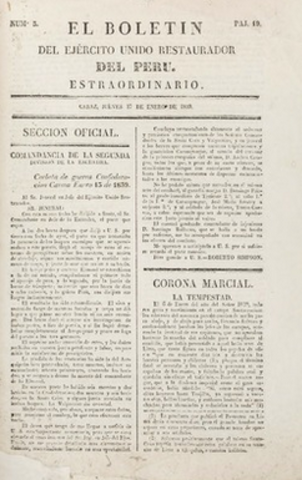 EL BOLETIN DEL EJERCITO UNIDO RESTAURADOR DEL PERU