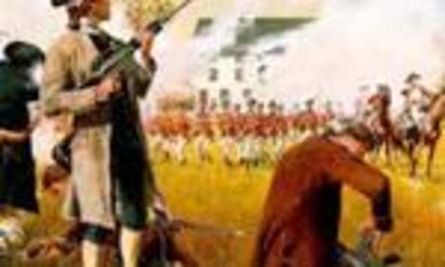 Minutemen&nbsp;and redcoats clash at&nbsp;Lexington and Concord&nbsp;"The shot heard 'round the world."