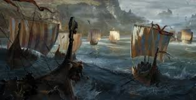 Vikings first attack England, starting a 200 year regime of terror in England and Europe