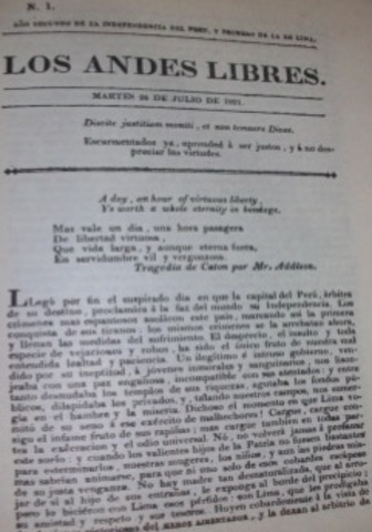 1821, Los Andes libres.