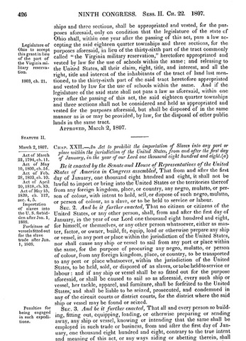 An Act to Prohibit the Importation of Slaves of 1807