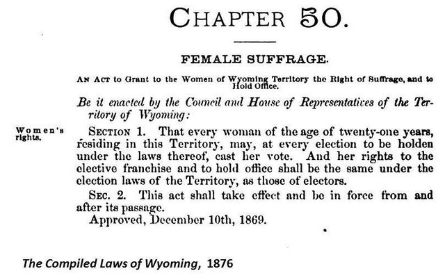 Wyoming Grants Suffrage for Women