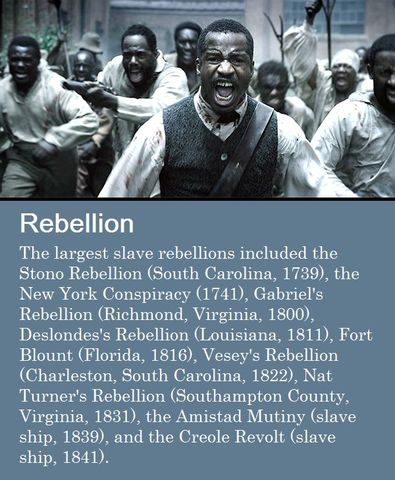 Stono Rebellion- One of the largest slave revolts- S. Carolina