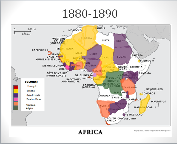 África y Oceanía dividida en colonias