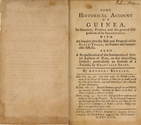 Anthony Benezet Writes Some Historical Account of Guinea