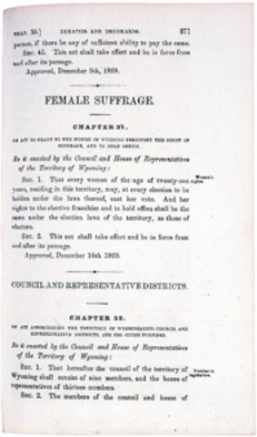 The First Women's Suffrage Law - Wyoming