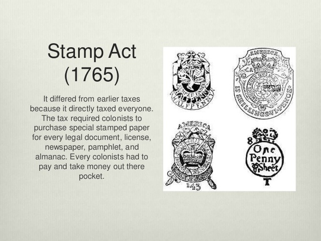 1765, The Stamp Act of 1765.