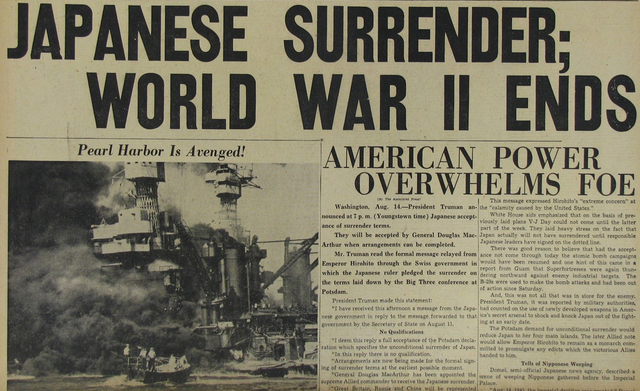 Japan geeft zich over aan de geallieerden. Einde WOII