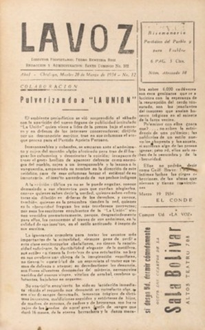 La Voz: bisemanario, periódico del pueblo y para el pueblo