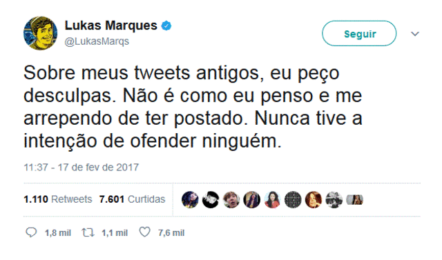 Youtuber pago pelo governo pede desculpa por tweets preconceituosos