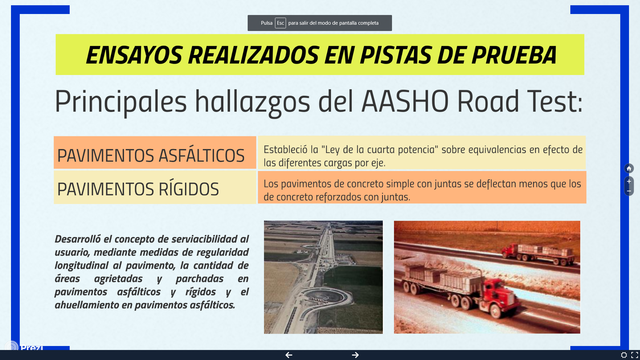 Principales hallazgos de AASHO Rodd Test