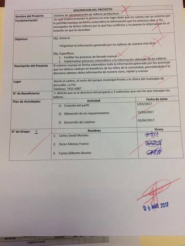 Revision de la descripcion del proyecto