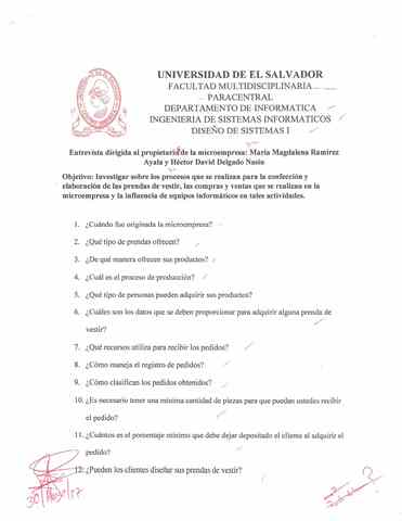 Revision de entrevista y alcances