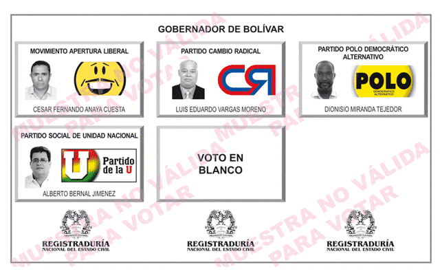 Primer tarjetón electoral