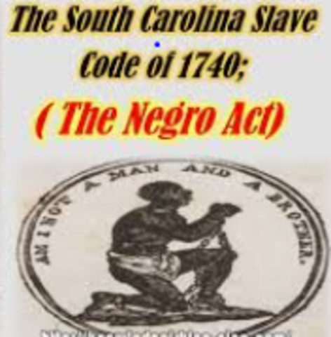 Negro Act 1740 in South Carolina