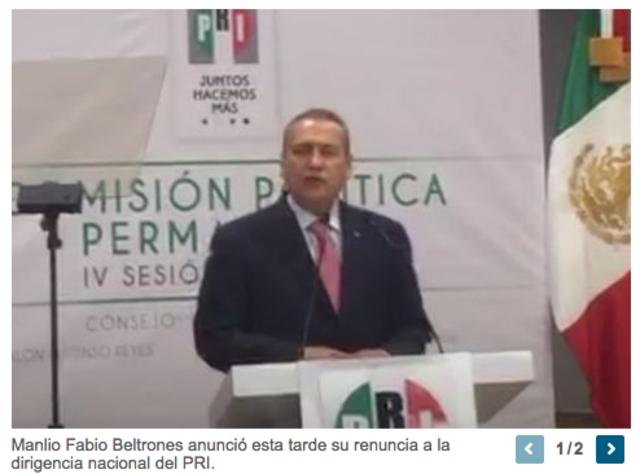 Manlio Fabio Beltrones renuncia a dirigencia del PRI (Junio, 2016)