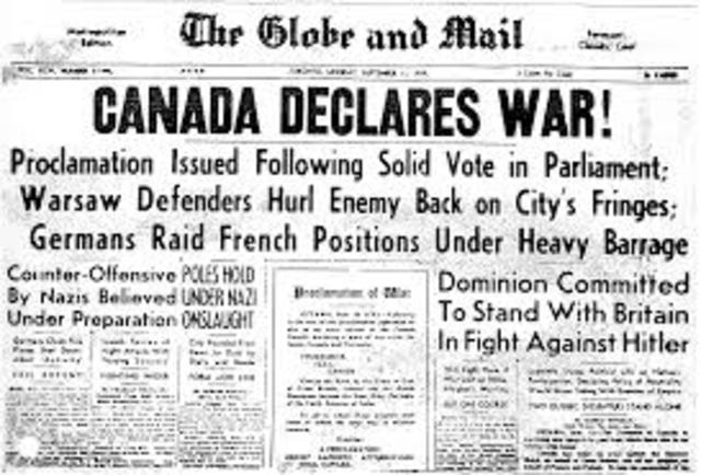 Canada and Newfoundland enter WW1