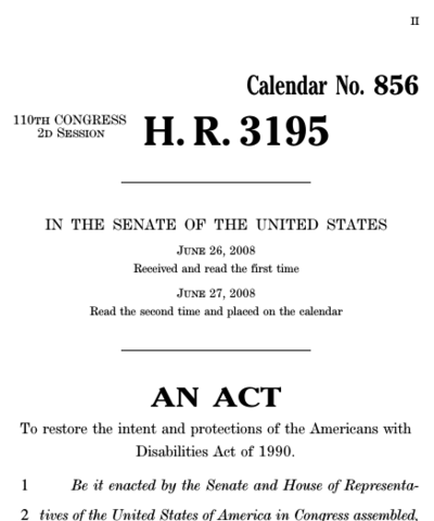 American with Disabilities Act Amendments of 2008