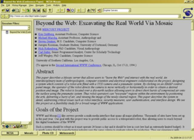 Web Browser: Mosaic (1993), Internet