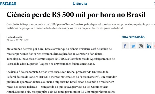 Ciência perde 500 mil por hora no Brasil