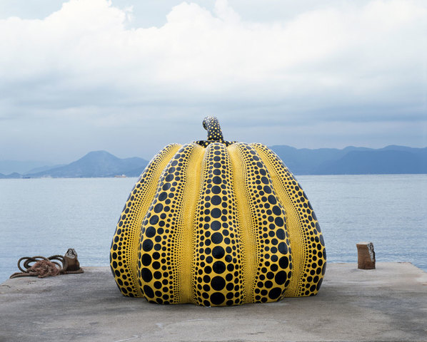 Pumpkin 1994 is installed on Naoshima Island