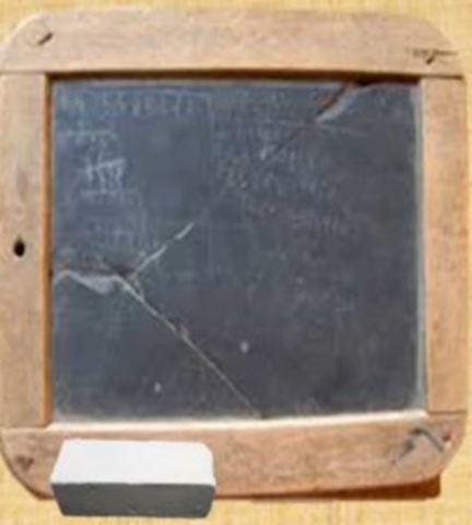 La pizarra individual y tiza