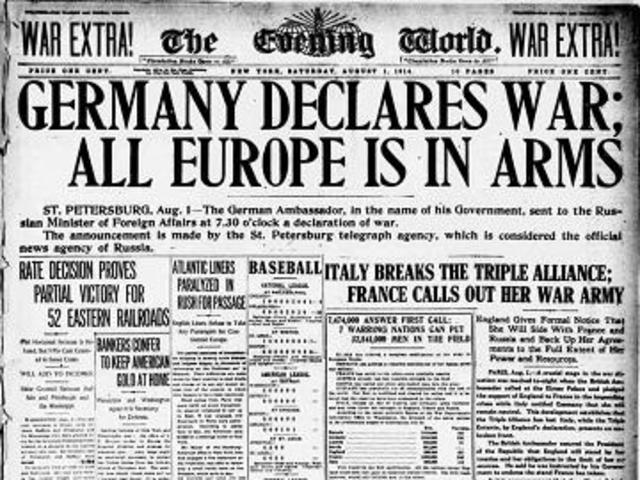 Germany declares war on Russia