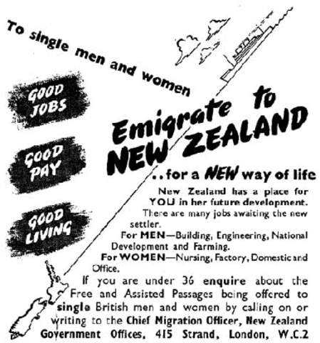New Zealand government paid for British immigrants they wanted to settle in New Zealand.