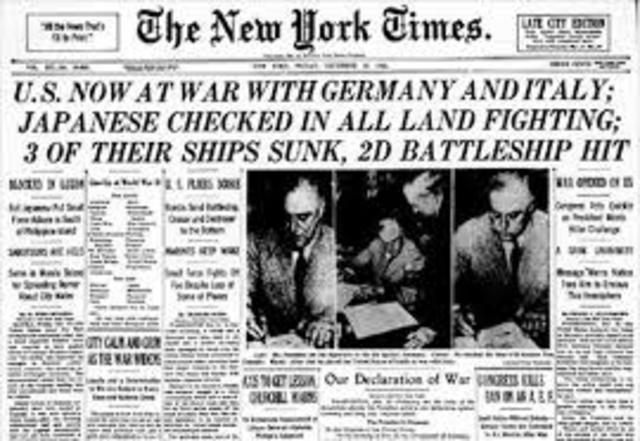 The USA declared war on Germany