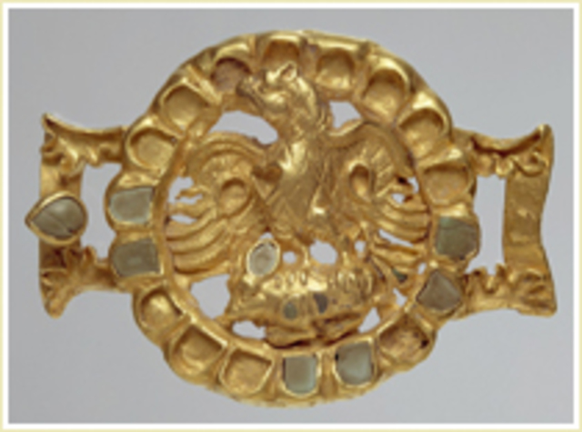 Belt/Harness Ornament With An Eagle And Its Prey