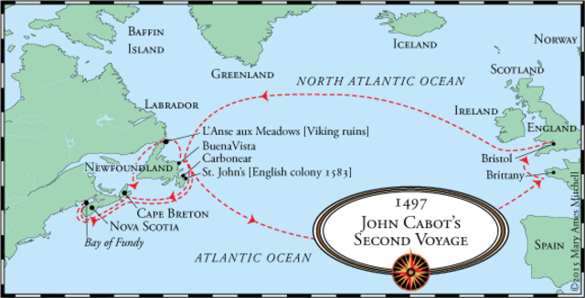 John Cabot reaches Newfoundland (or maybe Cape Breton)