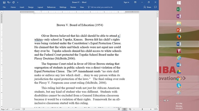 Brown V. Board of Education of Topeka (1954)
