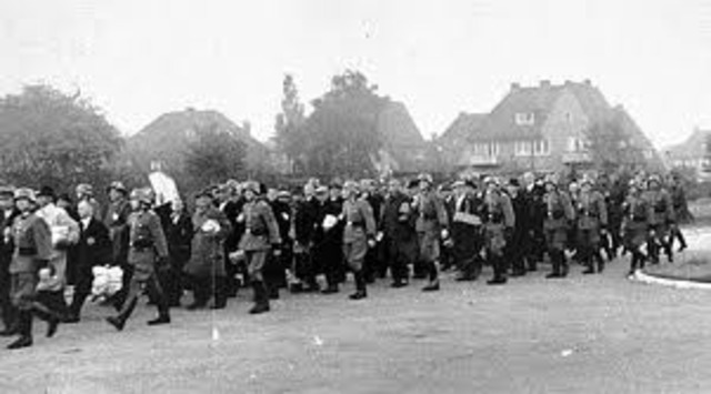 Nazis begin to march Jews farther west away from the Russsian Front.