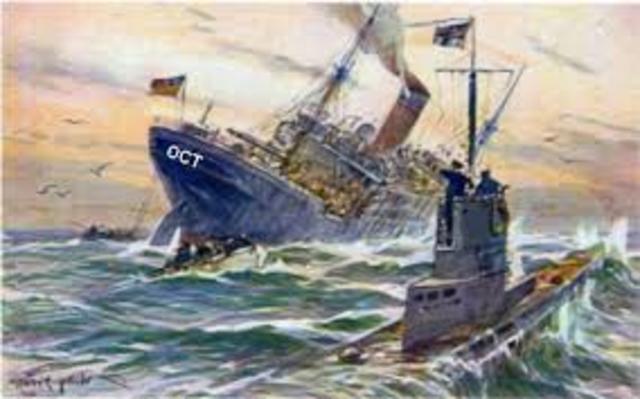 Germany submarine sank the British ship Lusitania