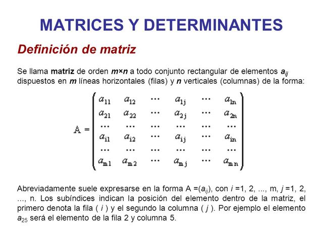 Definición De Matrices