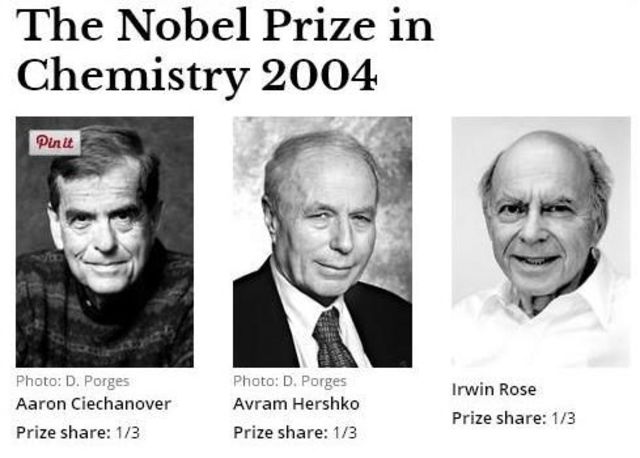Descubrimiento de la degradacion proteinica causada por la ubiquitina