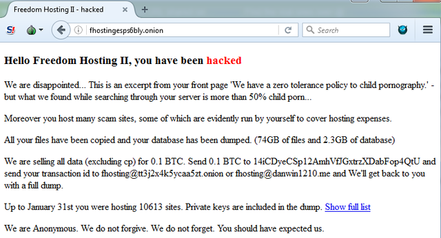 Freedom Hosting II Hacked