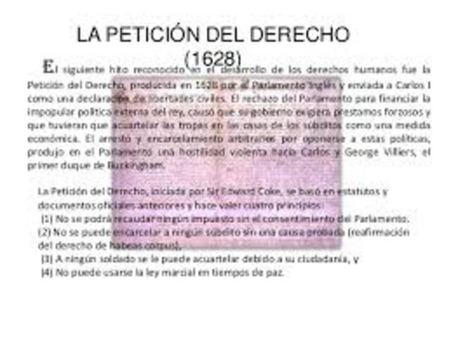 la peticion de los derecho en 1628