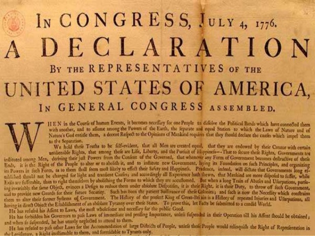La declaración de la Independencia Estados Unidos