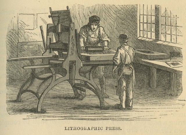 Alois Senefelder and the invention of lithography. The process of oil and water do not mix