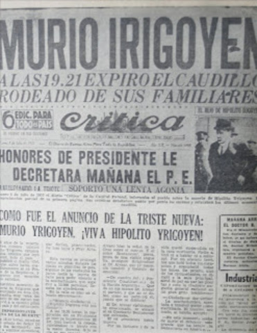 La muerte de Yrigoyen