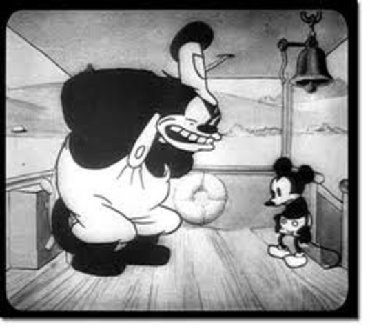 Walt Disney's Mickey Mouse debuts in NY in "Steamboat Willie"
