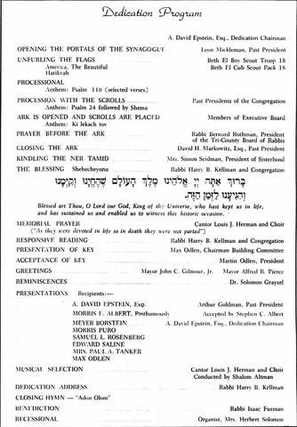 Dedication of Beth El on Chapel Avenue