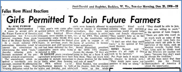 FFA opened membership to girls