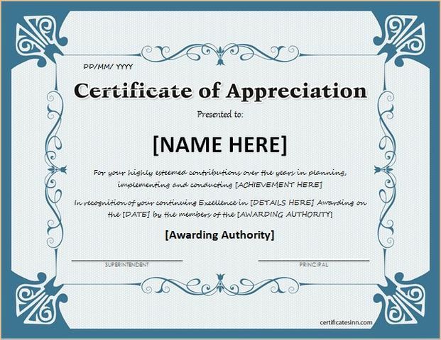 Certificate of Appreciation