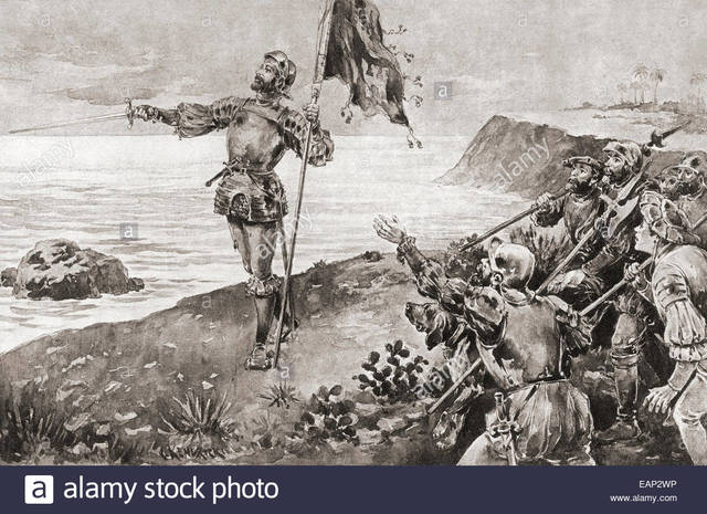 Balboa 'discovers' the Pacific Ocean in Panama