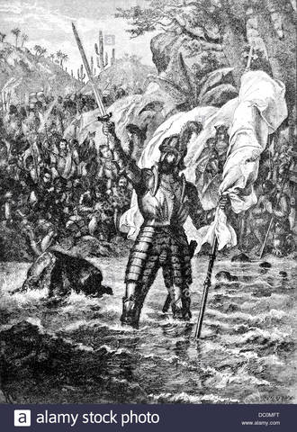 Balboa "discovers" the Pacific Ocean in Panama.