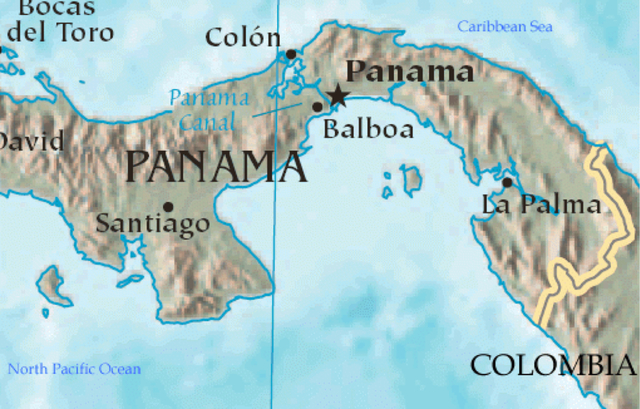 Balboa "discovers" the Pacific Ocean in Panama.